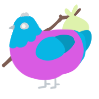 A orchid and cerulean chicken with a head pattern