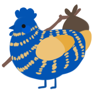A ultramarine and honey chicken with a bar pattern