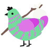 A spring and orchid chicken with a bar pattern