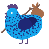 A sky and navy chicken with a speckle pattern