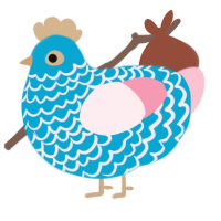 A cerulean and rose chicken with a lace pattern