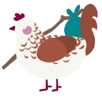 A white and russet chicken with a half-lace pattern