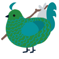 A viridian and teal chicken with a lace pattern