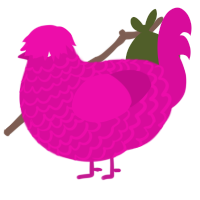 A fuchsia chicken with a lace pattern