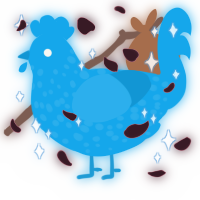 A sky chicken with a speckle pattern