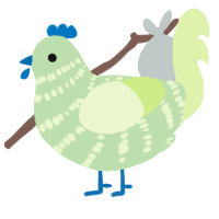 A gluppy and apple chicken with a bar pattern