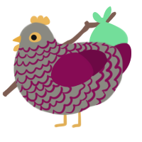 A ash and wine chicken with a lace pattern