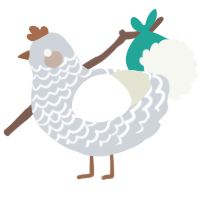 A mist and white chicken with a lace pattern