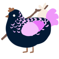 A tumblr and lavender chicken with a half-lace pattern