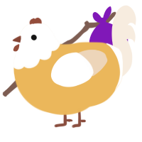 A honey and cream chicken with a head pattern