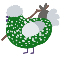 A leaf and mist chicken with a speckle pattern