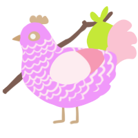 A lavender and rose chicken with a lace pattern