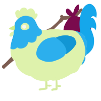 A apple and sky chicken with a head pattern
