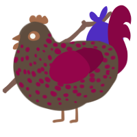 A bark and maroon chicken with a speckle pattern