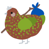 A russet and chartreuse chicken with a speckle pattern