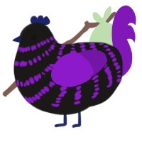 A sable and violet chicken with a bar pattern
