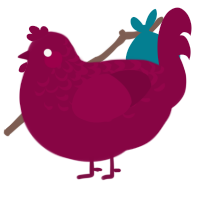 A maroon chicken with a half-lace pattern