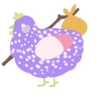 A lilac and rose chicken with a speckle pattern