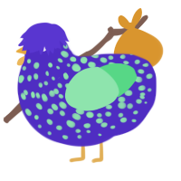 A indigo and spring chicken with a speckle pattern