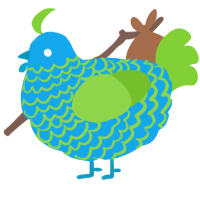 A sky and grass chicken with a lace pattern