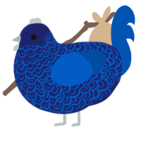 A navy and ultramarine chicken with a double-lace pattern