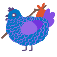A sapphire and blurple chicken with a lace pattern