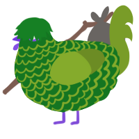 A leaf and chartreuse chicken with a lace pattern