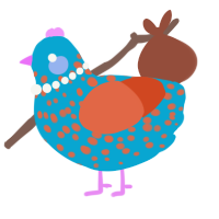 A cerulean and vermilion chicken with a speckle pattern