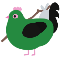 A viridian and black chicken