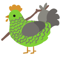 A grass and grey chicken with a lace pattern