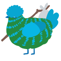A viridian and cerulean chicken with a bar pattern