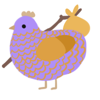 A lilac and orange chicken with a lace pattern