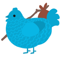 A cerulean chicken with a lace pattern