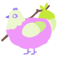 A lavender and apple chicken with a head pattern