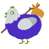 A indigo and silver chicken with a head pattern