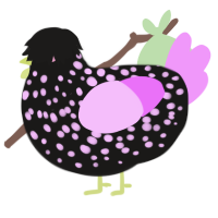 A sable and lavender chicken with a speckle pattern