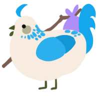 A cream and sky chicken with a neck-speckle pattern