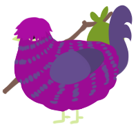 A plum and overcast chicken with a bar pattern