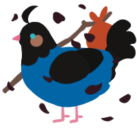 A sapphire and sable chicken with a head pattern