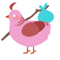A pink and red chicken with a neck-band pattern