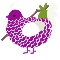 A plum and white chicken with a lace pattern