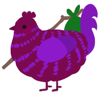 A wine and violet chicken with a bar pattern