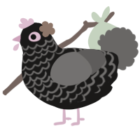 A sable and grey chicken with a lace pattern