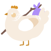 A cream chicken with a neck-band pattern