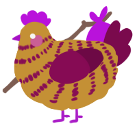 A gold and wine chicken with a bar pattern