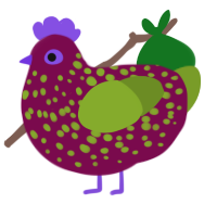 Strawberry Wine, a wine and chartreuse chicken with a speckle pattern