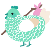 A mint and cream chicken with a lace pattern