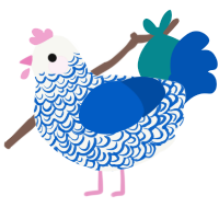 A white and ultramarine chicken with a double-lace pattern