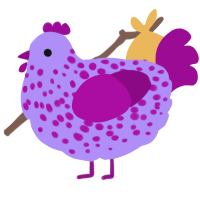 A lilac and plum chicken with a speckle pattern