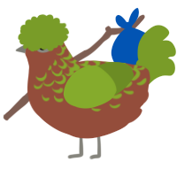 A russet and chartreuse chicken with a half-lace pattern